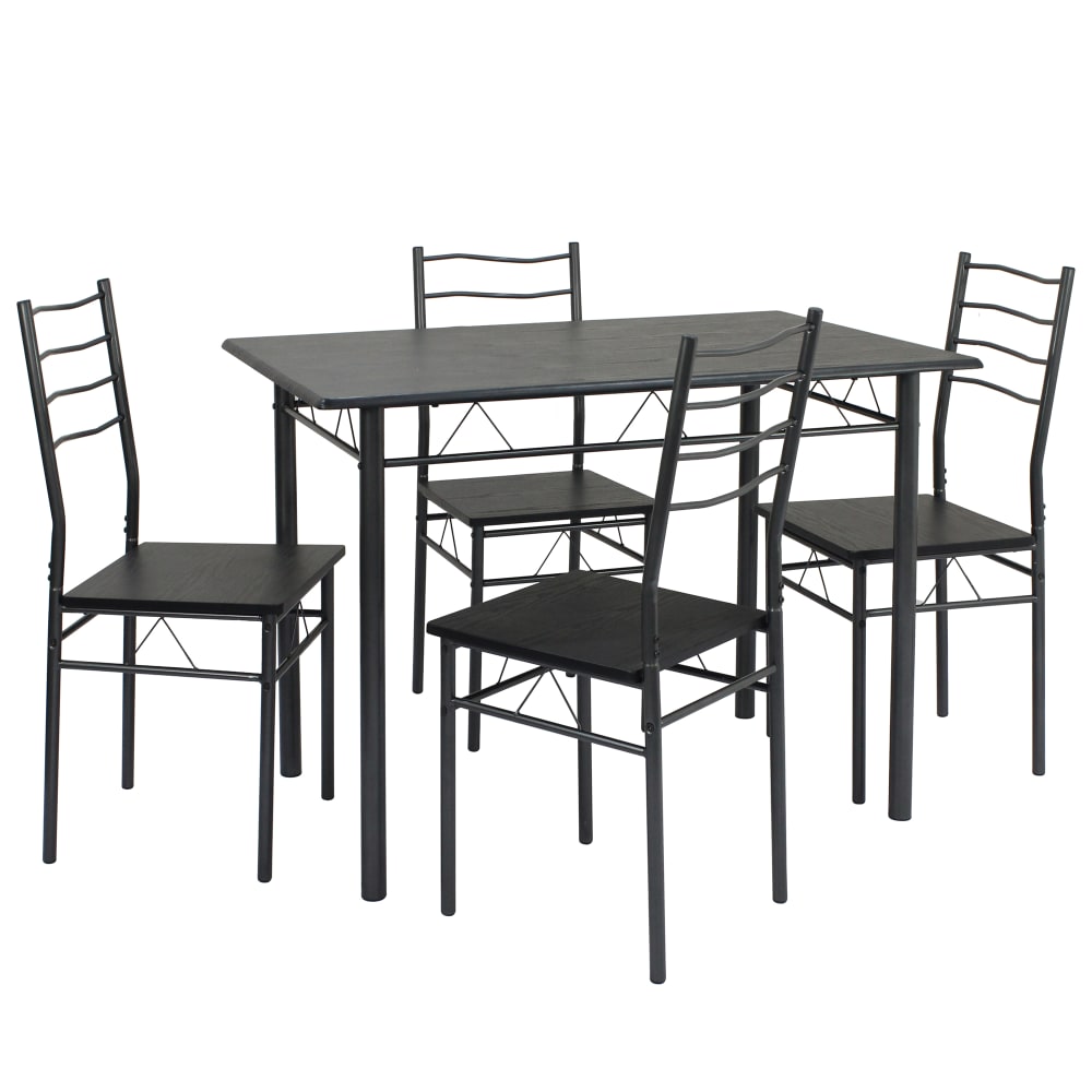 Conjunto mesa y 4 sillas comedor negro/gris, mesa 110 x 70 x 76 cm