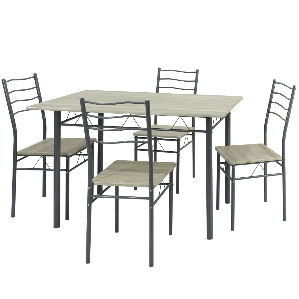 Conjunto mesa y 4 sillas comedor roble/gris, mesa 110 x 70 x 76 cm