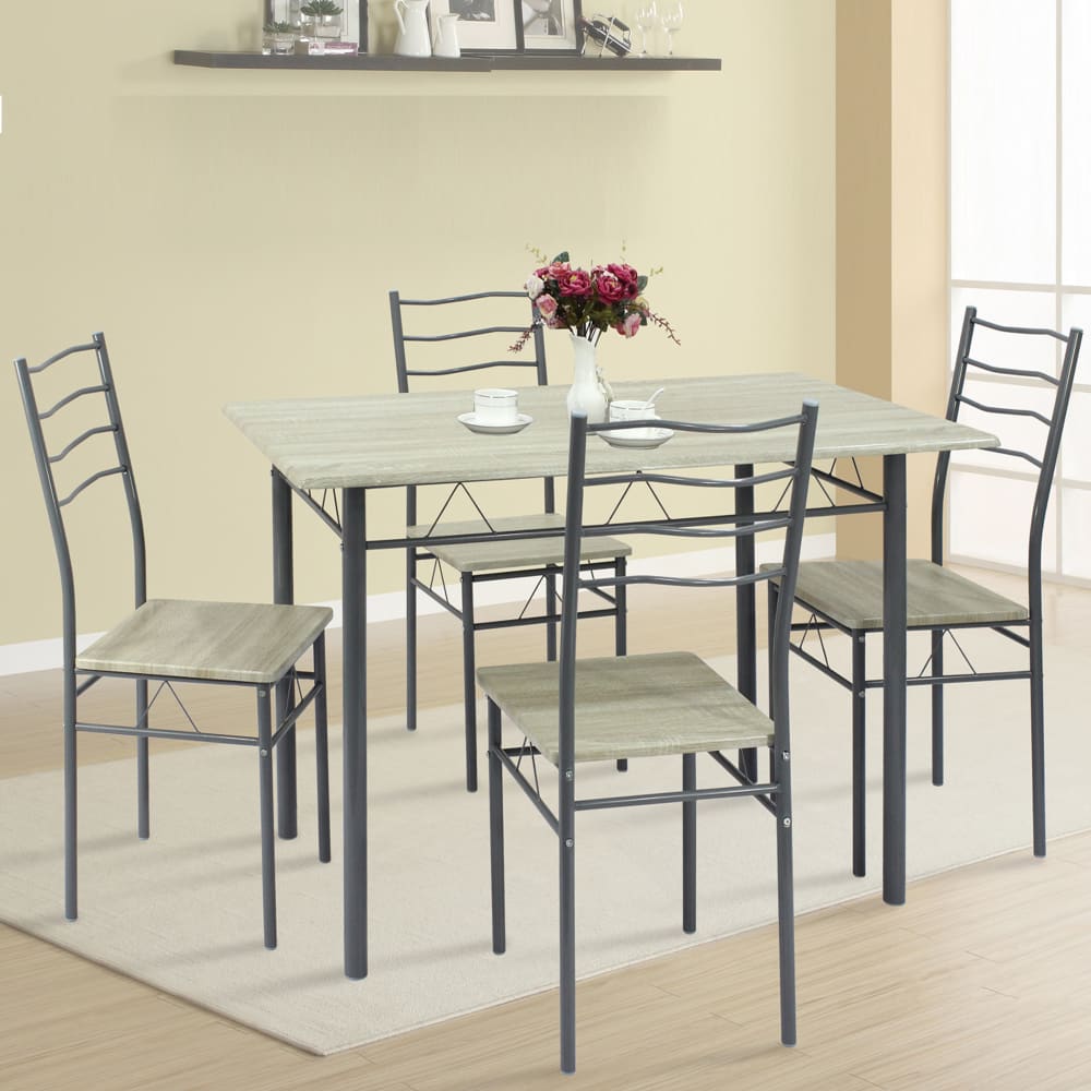 Conjunto mesa y 4 sillas comedor roble/gris, mesa 110 x 70 x 76 cm - Maisons du Monde