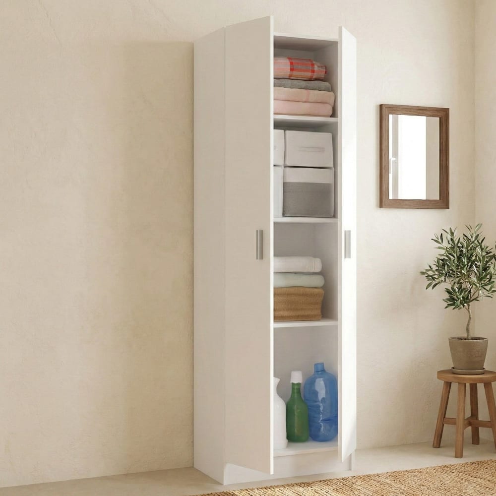 Armoire polyvalente à 2 portes effet bois blanc 59x37 cm - Maisons du Monde
