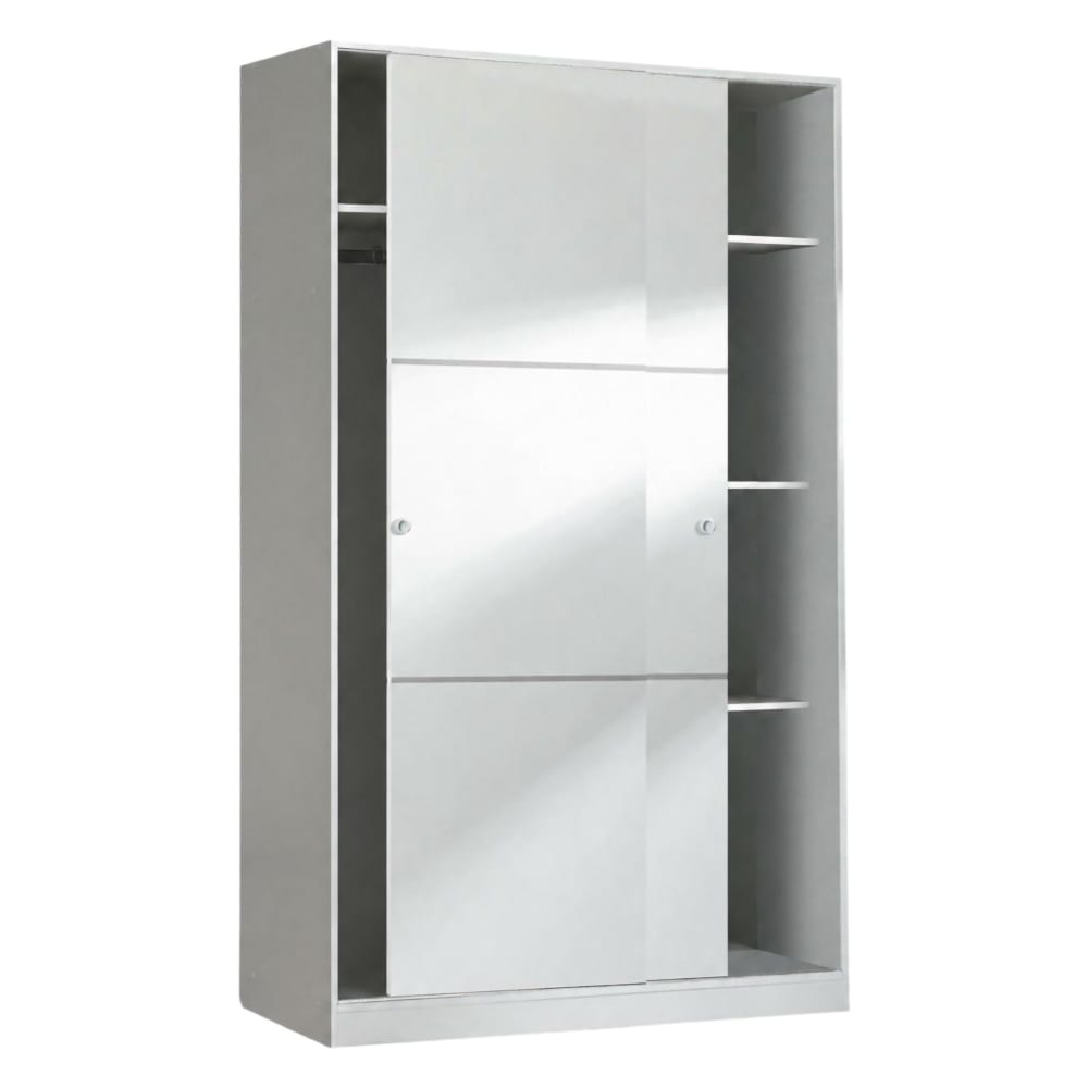 Dmora Zweitüriger Kleiderschrank mit weißem Holzeffekt, 120 x 50 x 200 cm style modern - Holz