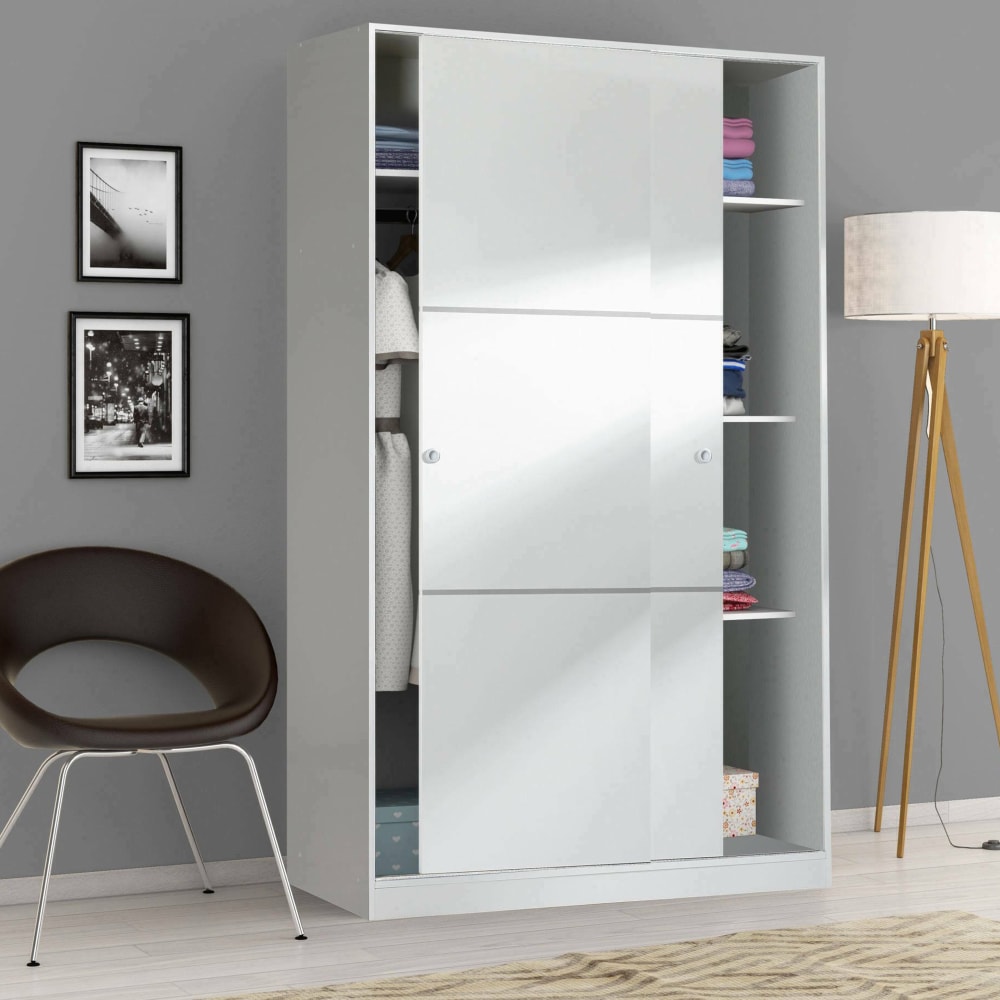Armoire 2 portes effet bois blanc 120x50 cm - Maisons du Monde