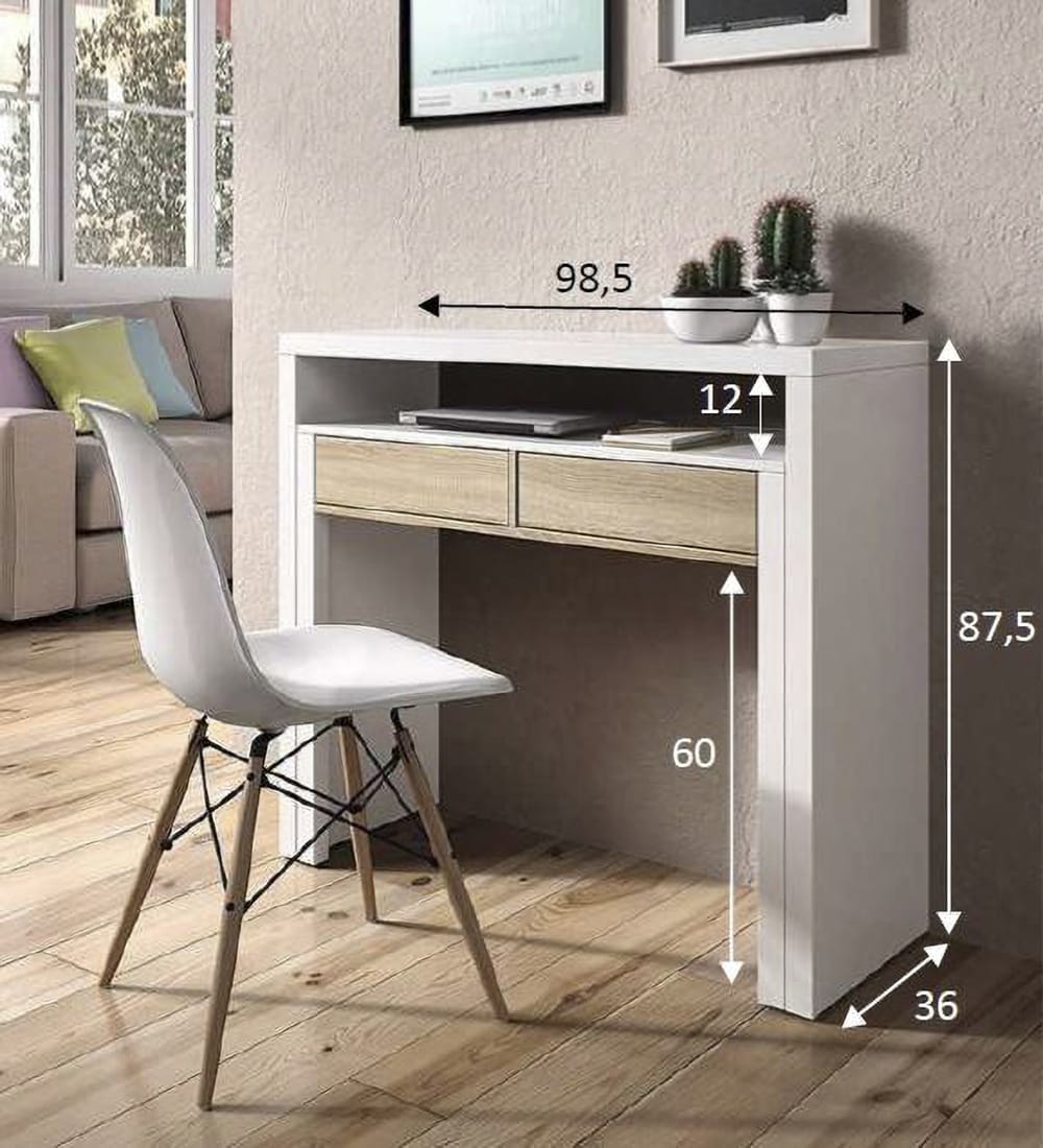 Bureau effet bois beige, blanc 98x36 cm - Maisons du Monde