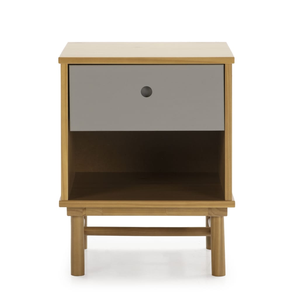 Mesita de noche 1 cajón, madera maciza, 40 x 40 x 52 cm - Maisons du Monde