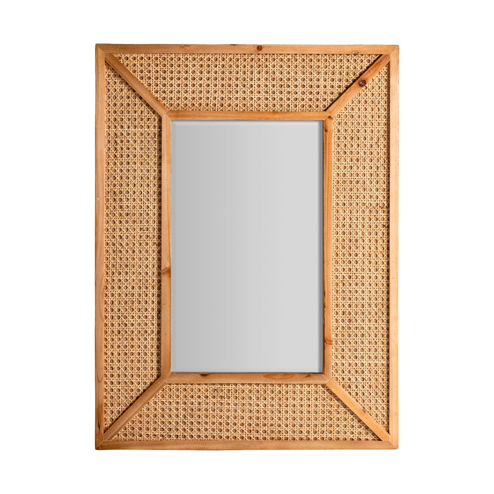 Miroir en rotin marron 60x4x80 cm