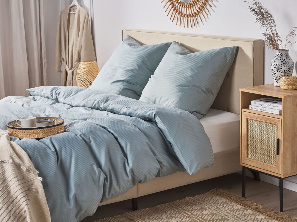 Beliani Bettwäsche-Set Baumwollsatin 155 x 220 cm Grau style classic chic Grau Öko-Tex Zertifikat Stoff