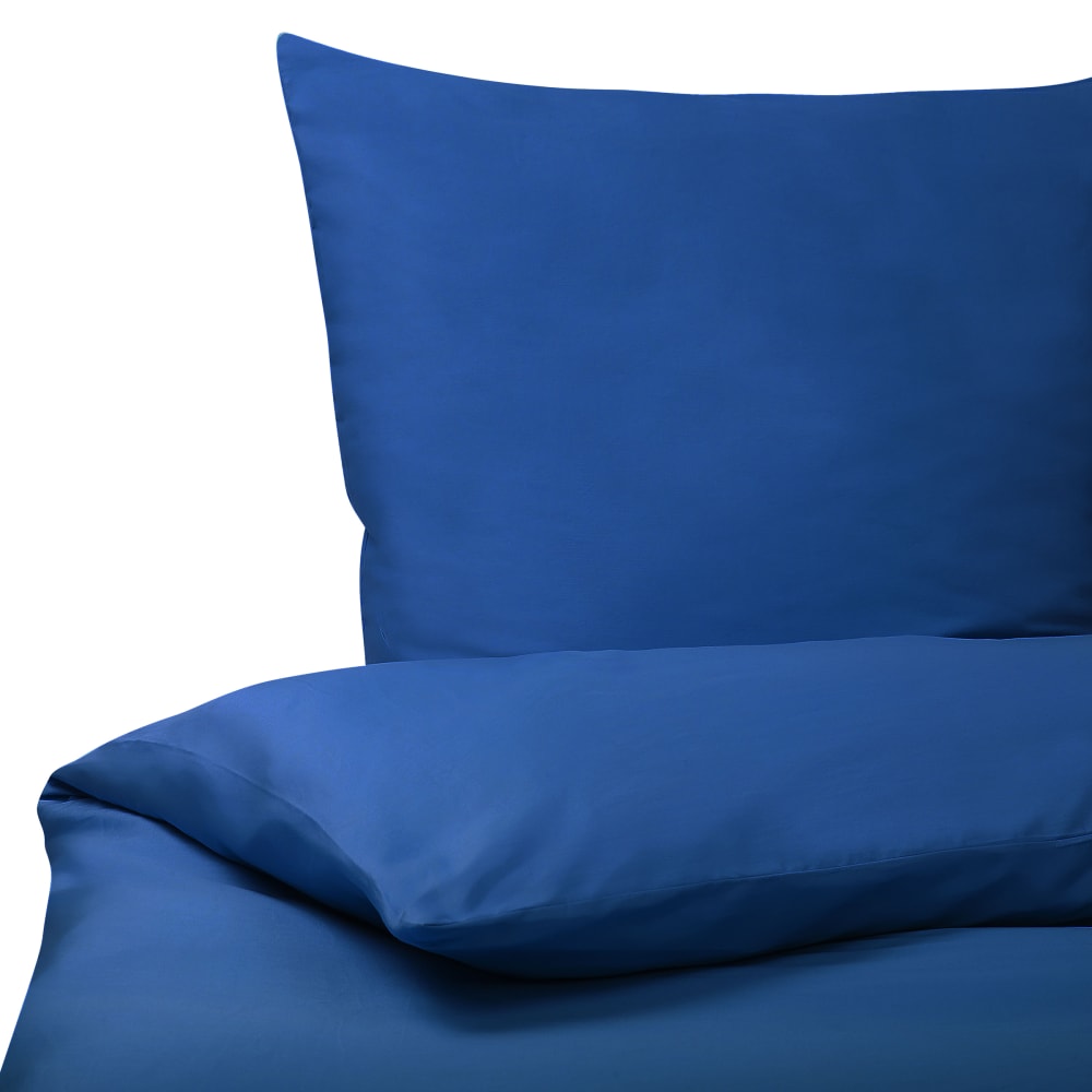 Bettwäsche-Set Baumwollsatin 220 x 240 cm Dunkelblau - Maisons Du