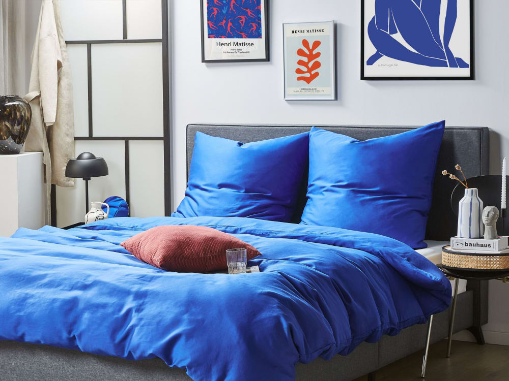 Beliani Bettwäsche-Set Baumwollsatin 200 x 220 cm Dunkelblau style classic chic Öko-Tex Zertifikat - Stoff
