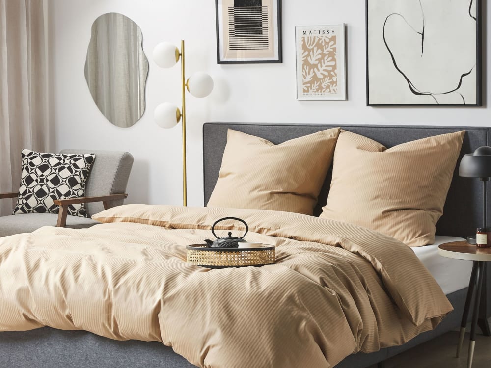 BettwäSche-Set Baumwollsatin 155 X 220 Cm Beige