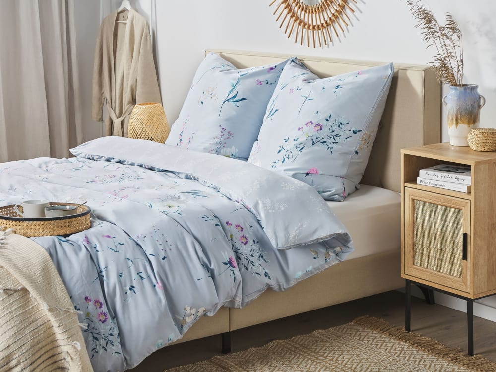 Beliani Bettwäsche-Set Baumwollsatin 200 x 220 cm Hellblau style classic chic Öko-Tex Zertifikat - Stoff