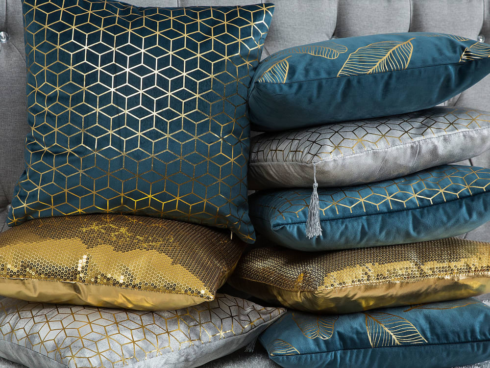 Dekokissen 2er Set aus Stoff, blau - Maisons Du Monde