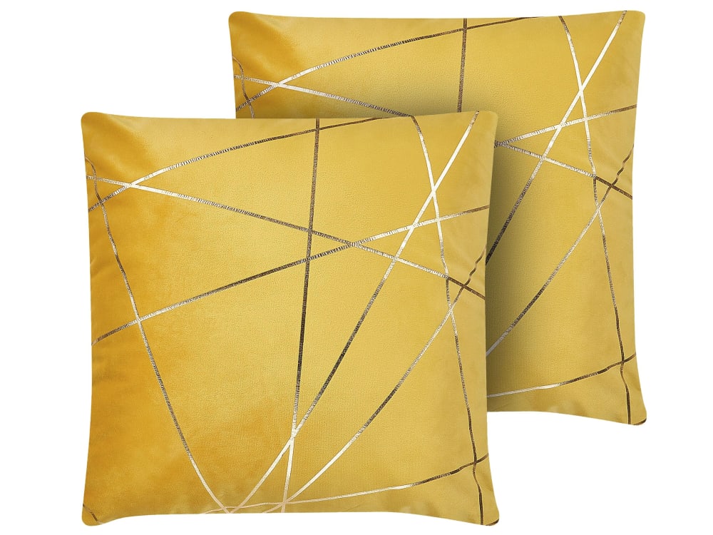 Lot de 2 coussin décoratifs en tissu jaune 45x12cm