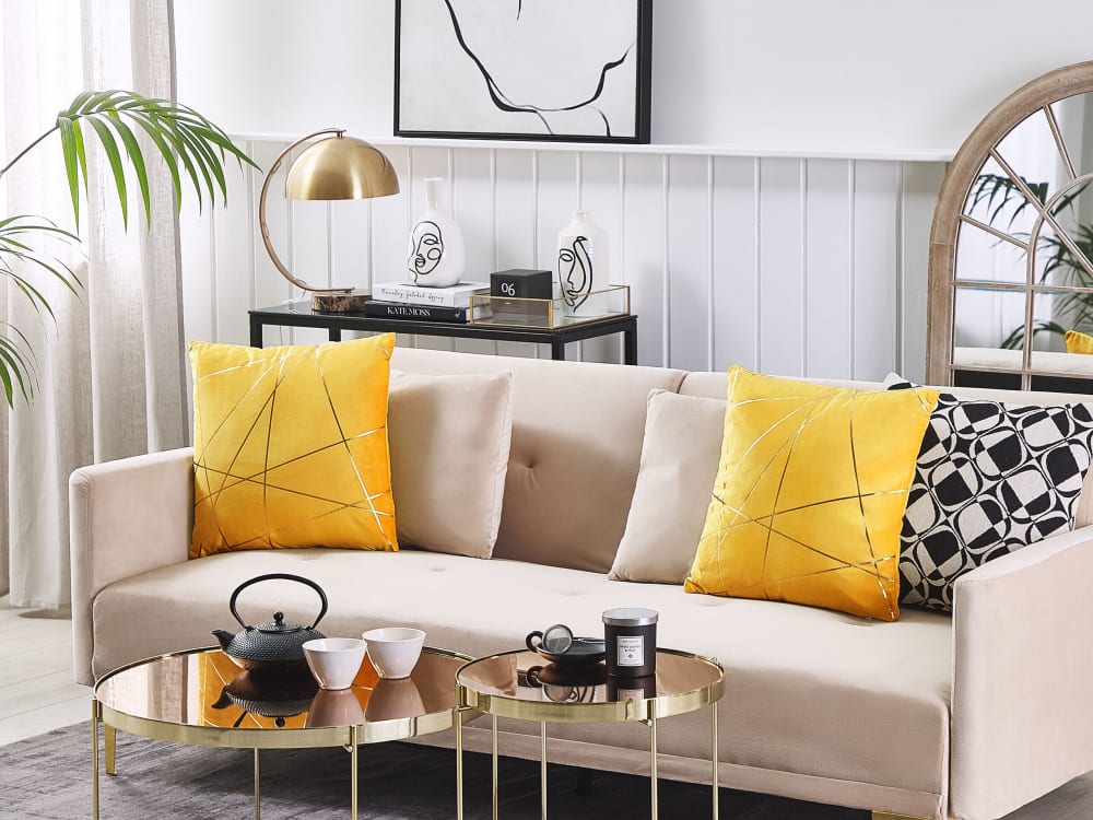 Dekokissen 2er Set aus Stoff, gelb - Maisons Du Monde