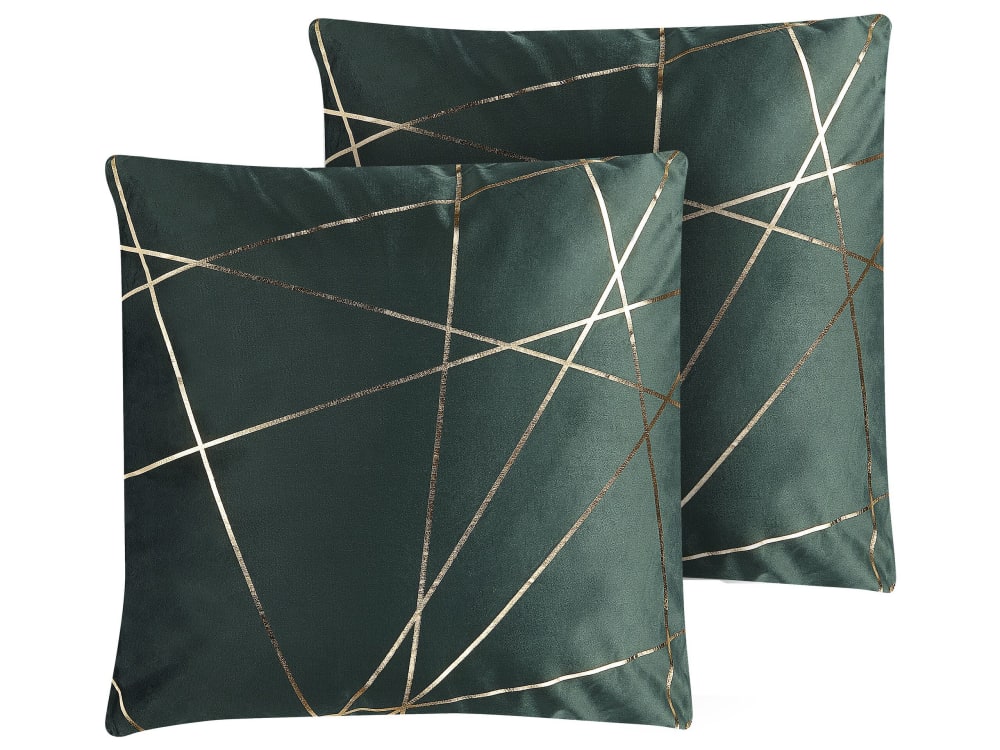 Beliani Dekokissen 2er Set aus Stoff, grün style modern - Samt