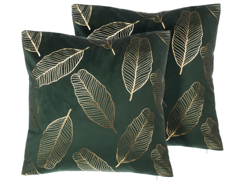 Beliani Set aus 2 Dekokissen Samtstoff grün 45x45cm style classic chic - Samt
