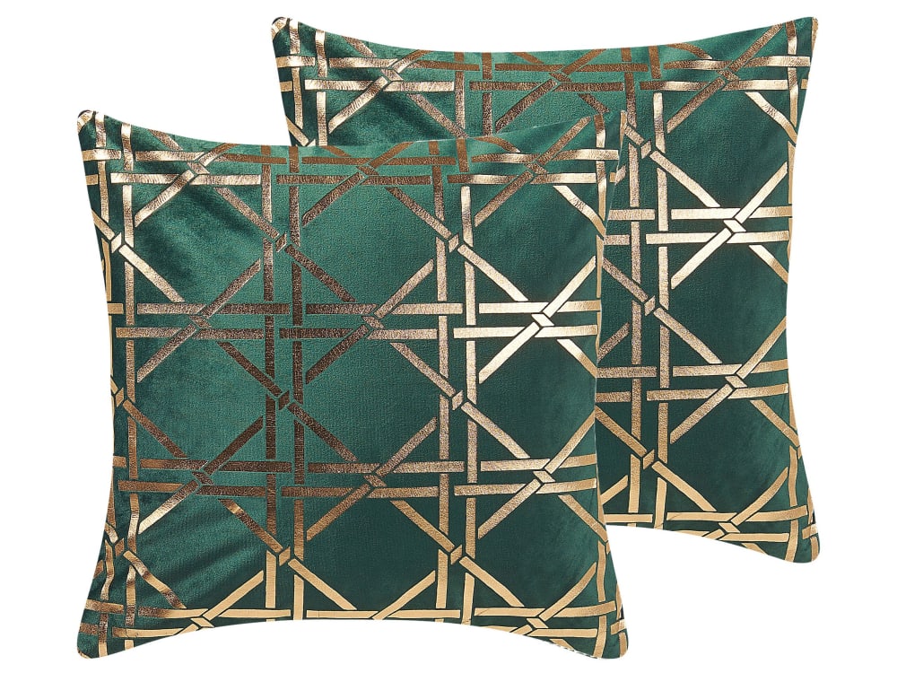 Lot de 2 coussin décoratifs en tissu vert 45x12cm