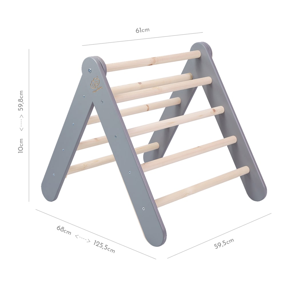 MeowBaby® Babyleiter 70x80 cm klappbare Zimmerleiter, Holz, Grau