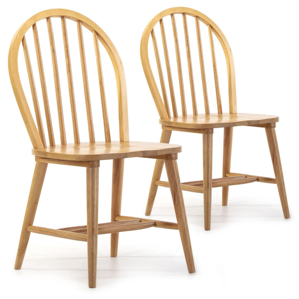 Pack 2 sillas color roble, madera maciza, 48 x 48 x 92 cm