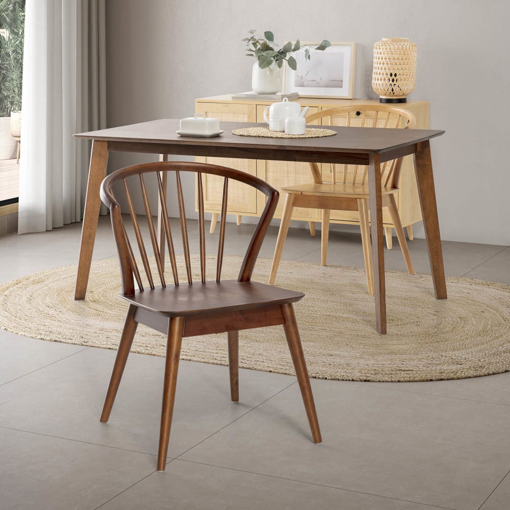 Pack 2 sillas color nogal, madera maciza, 55 x 58,5 x 84 cm - Maisons du Monde