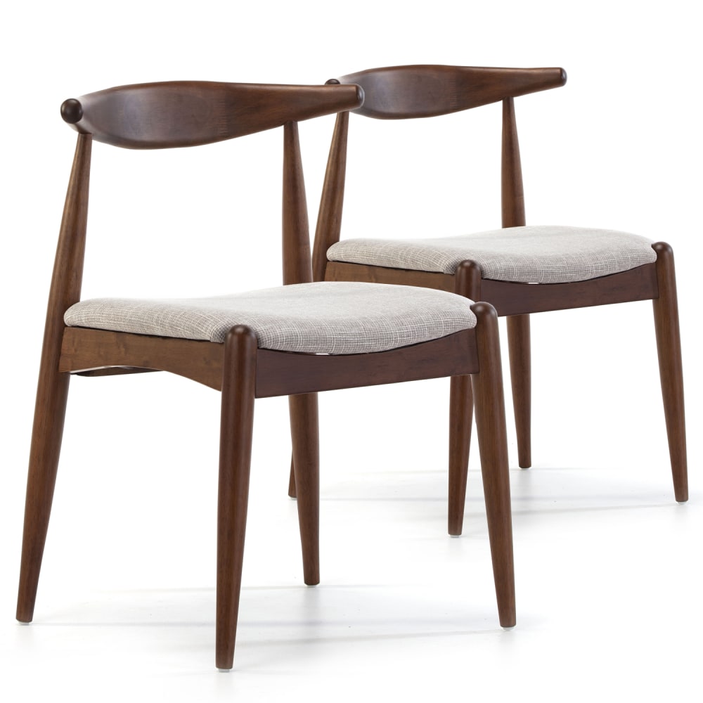 Pack 2 chaises, couleur noyer, bois massif, 52,5 cm x 50 cm x 74.5 cm — Beyit