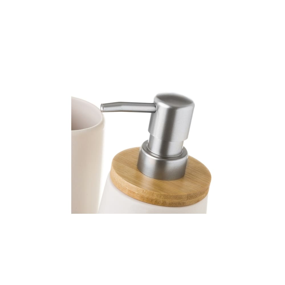 Set salle de bain céramique blanche et bambou - 3 pièces - Maisons du Monde