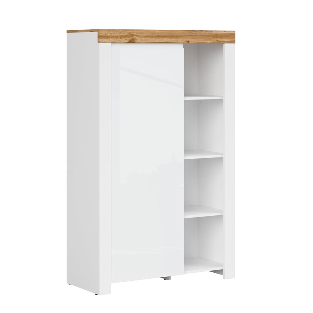 Petits meubles Bibliothèque 1 porte panneaux agglomérés stratifiés blanc Blanc Panneau De Particules - 98x157x42cm