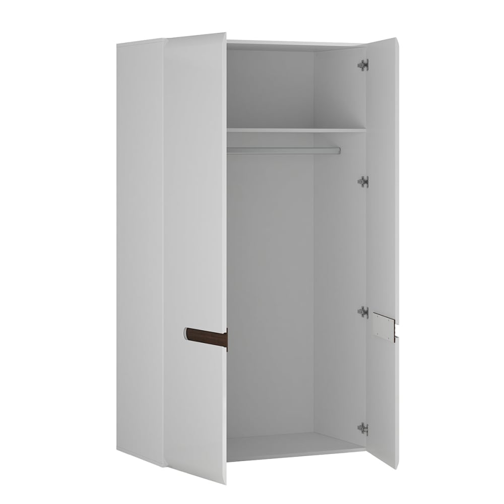 Armoire 2 portes laqué et bois panneaux mdf blanc