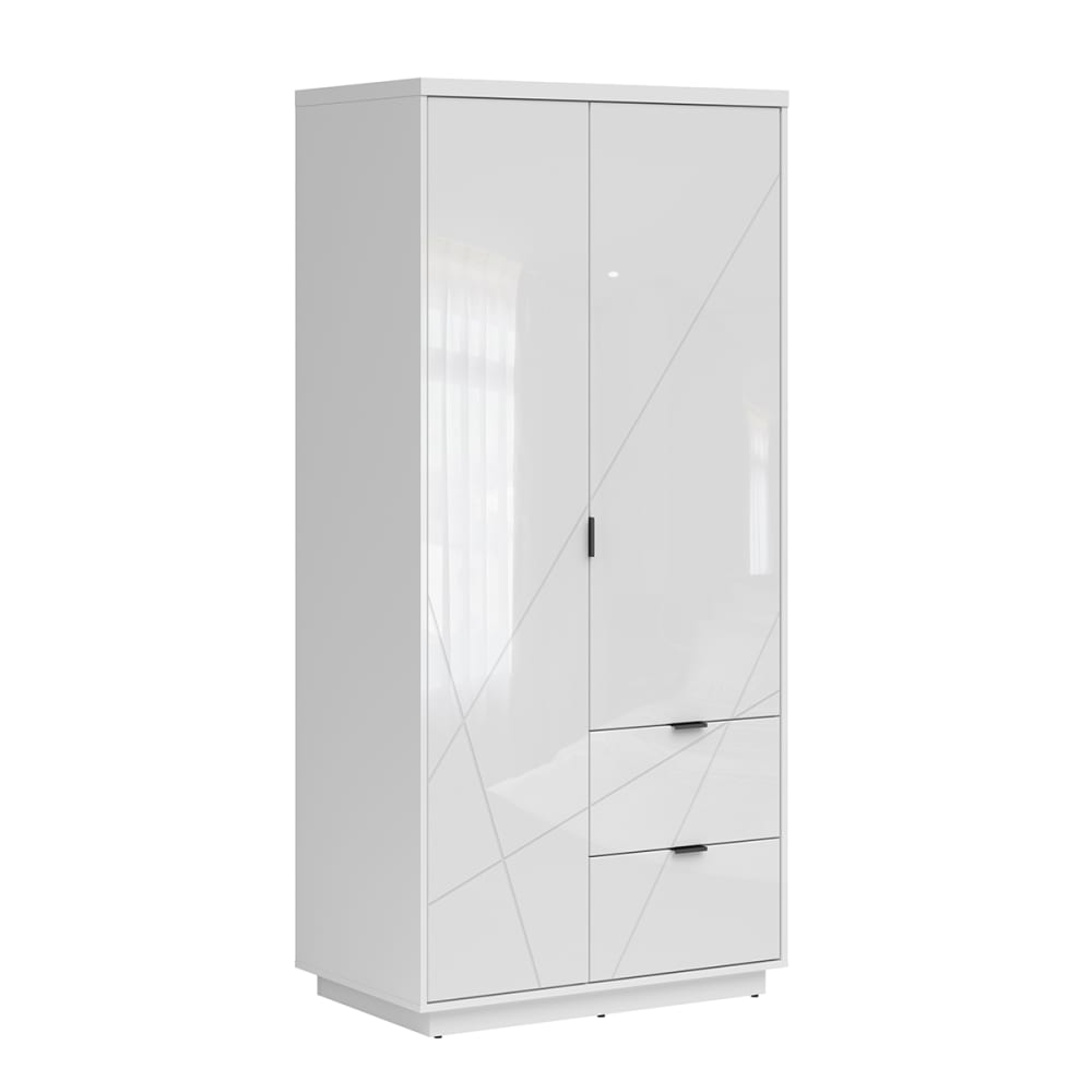 Armoire 2 portes 2 tiroirs stratifiés blanc