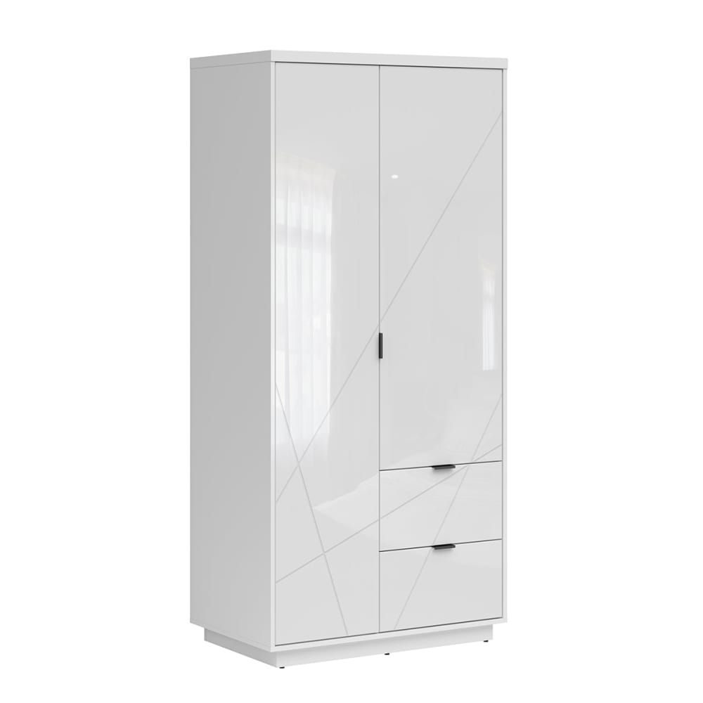 Petits meubles Schrank 2 Türen 2 Schubladen Melaminierte Holzplatten Weiß Weiß Spanplatte