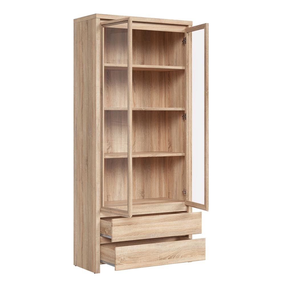 Vaisselier 2 portes 2 tiroirs panneaux agglomérés stratifiés marron
