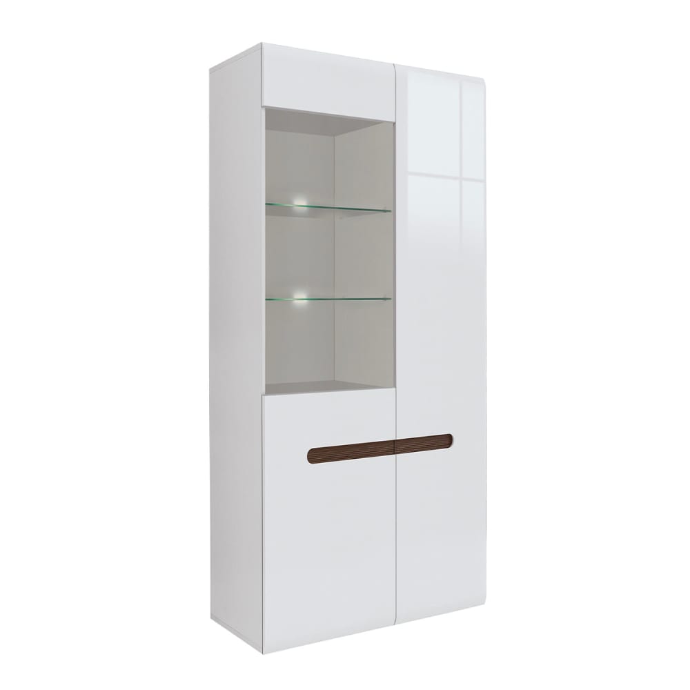 Vaisselier 2 portes avec led laqué panneaux mdf blanc