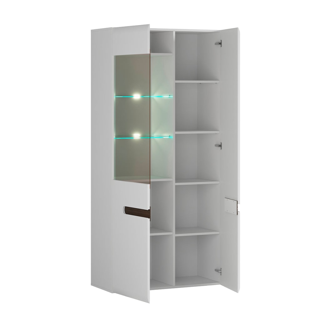 Vaisselier 2 portes avec led laqué panneaux mdf blanc