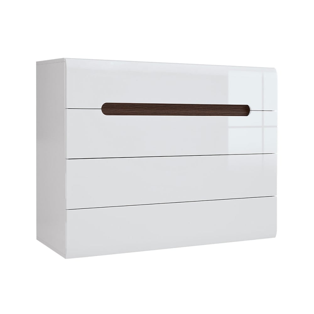 Petits meubles Kommode mit 4 Schubladen lackiert MDF Weiß Weiß Spanplatte