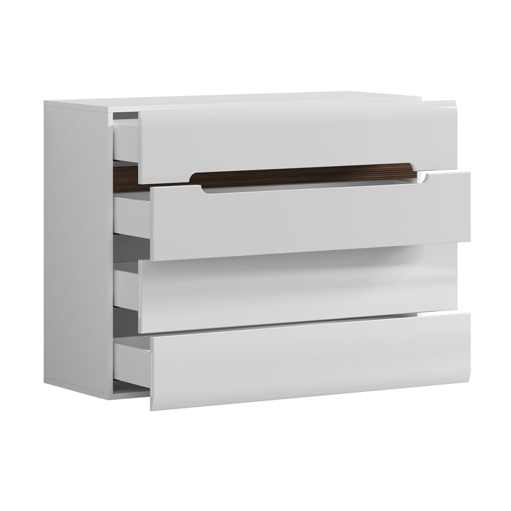 Kommode mit 4 Schubladen lackiert MDF Weiß - Maisons Du Monde