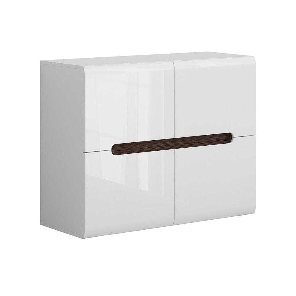 Petits meubles Buffet 4 portes laqué et bois panneaux mdf blanc Blanc Panneau De Particules - 105x84x41cm