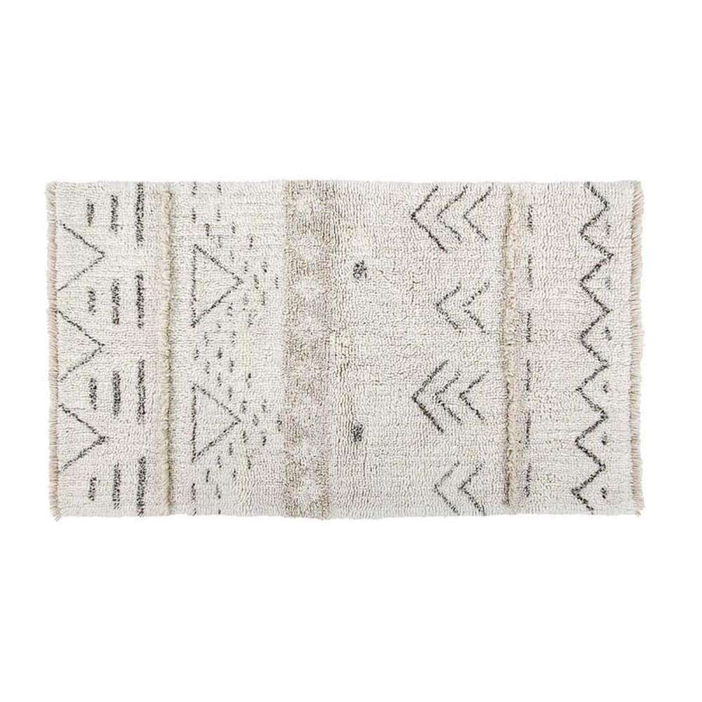 Alfombra lavable de lana gris 80x140