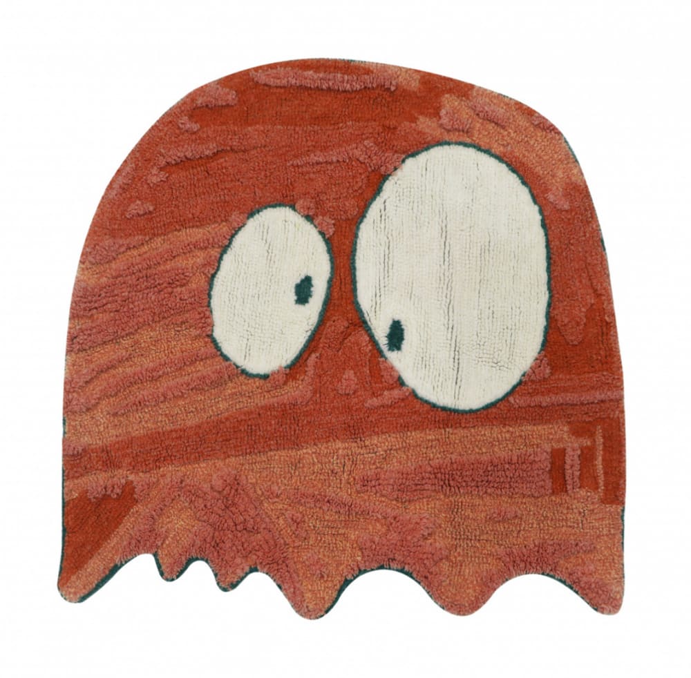 Tapis lavable Ghost en laine orange 100x100