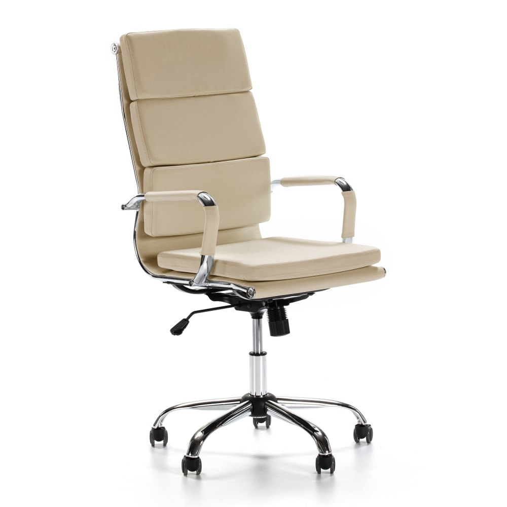 Sillón de oficina reclinable taupe, piel sintética, altura ajustable