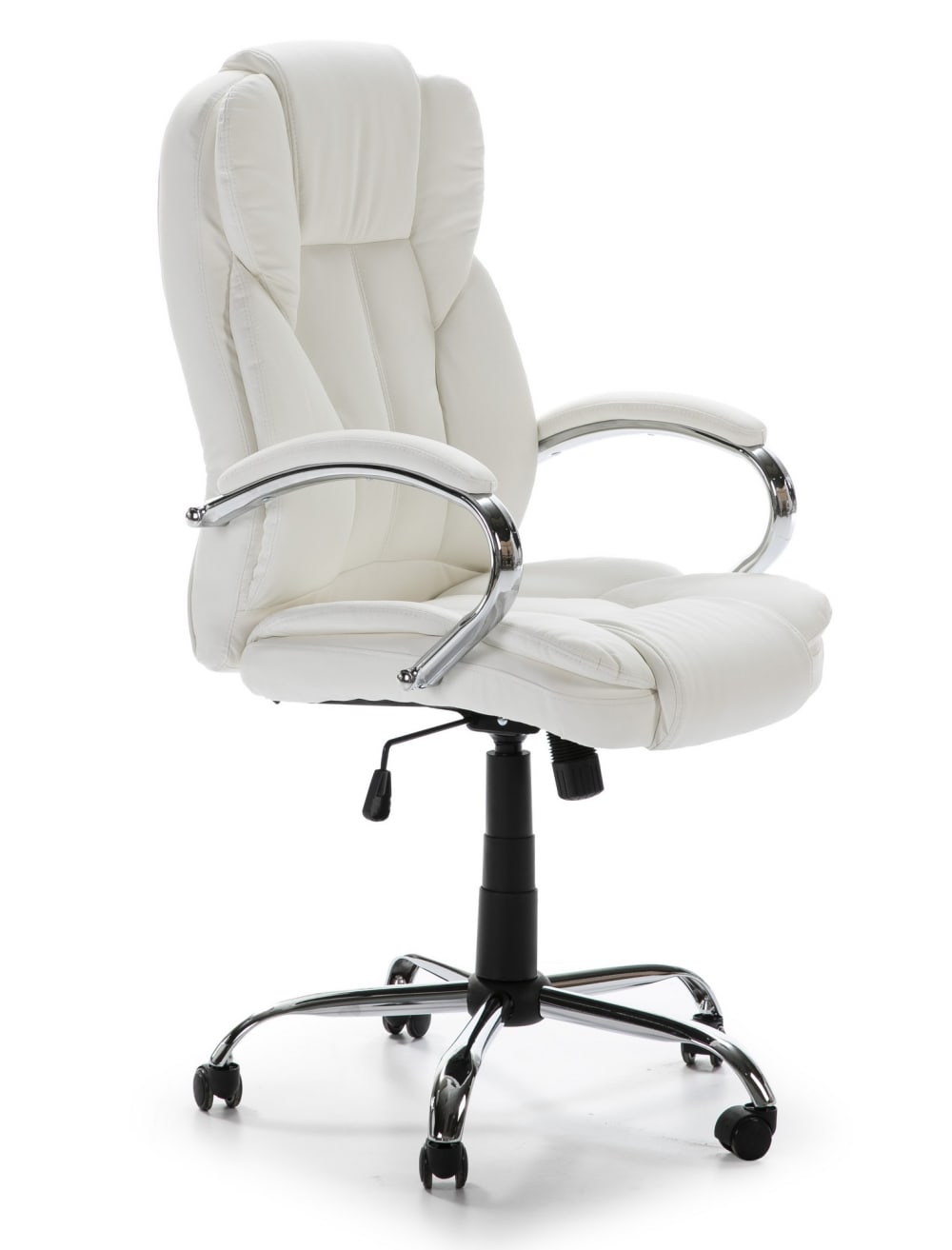 Fauteuil de bureau à hauteur réglable et inclinable similicuir blanc