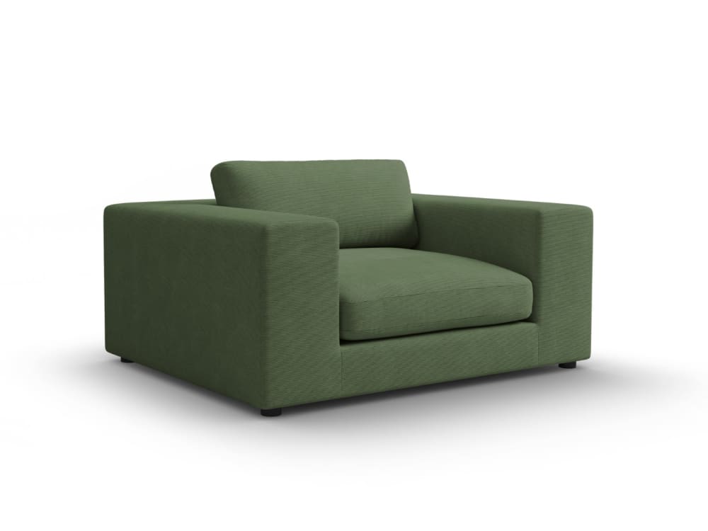 Canapé 1,5 place en velours côtelé vert