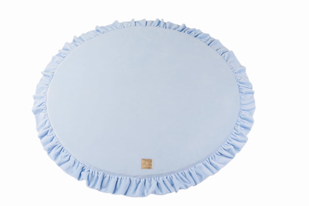Tappeto da Gioco per Bambini, Tondo 100cm, Velluto, Azzurro - Velluto