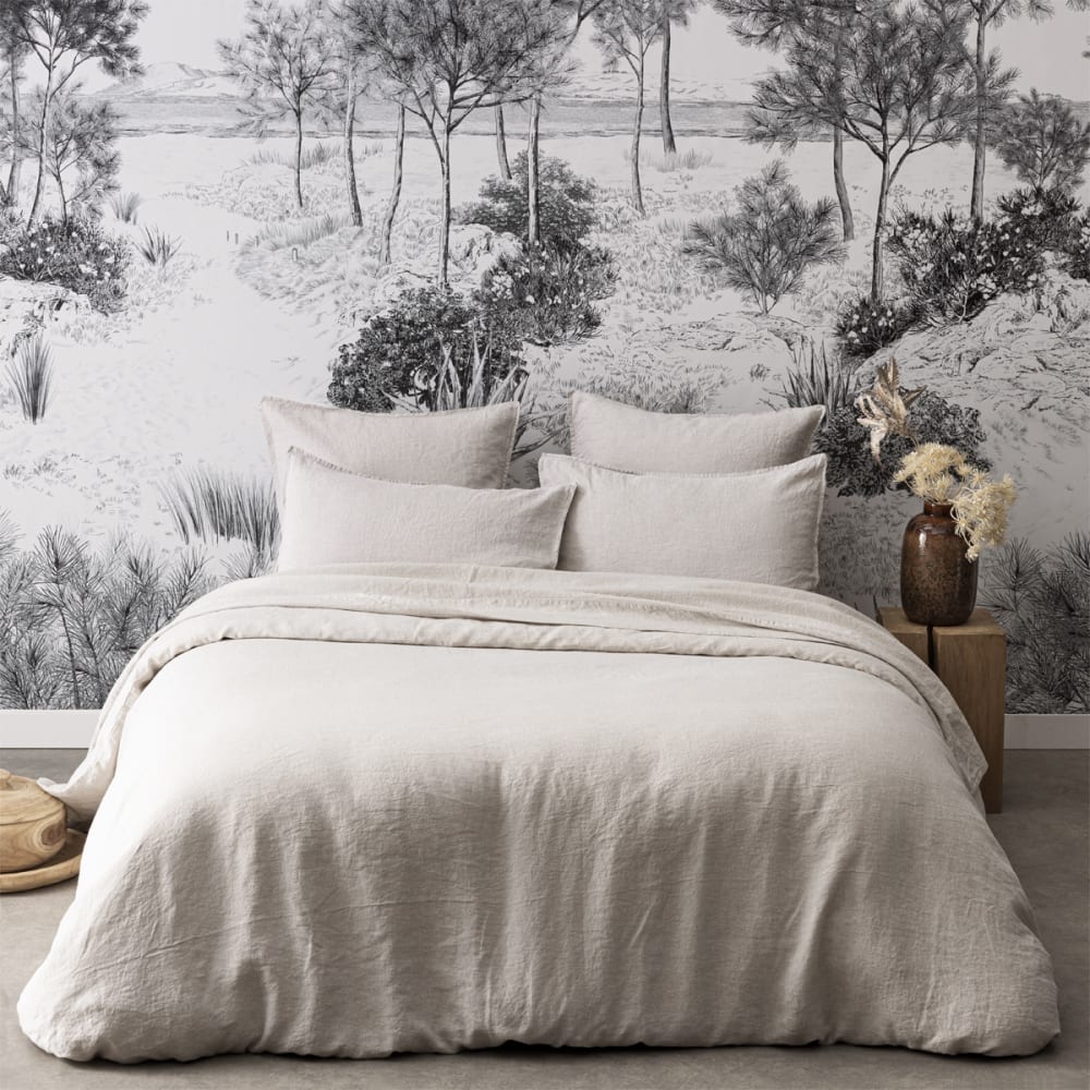 Housse de couette en lin beige 260x240