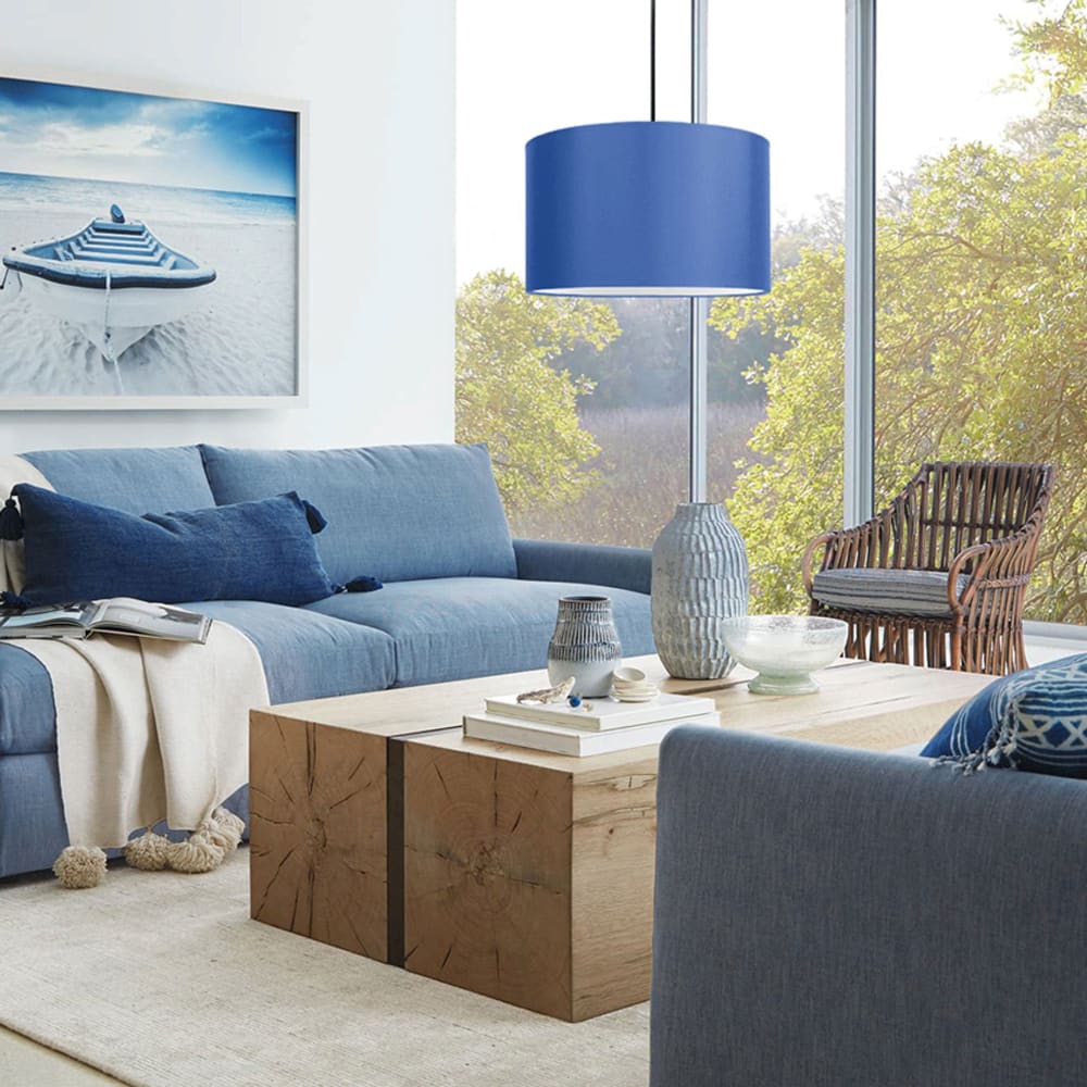 Pantalla de lámpara tela azul - Maisons du Monde