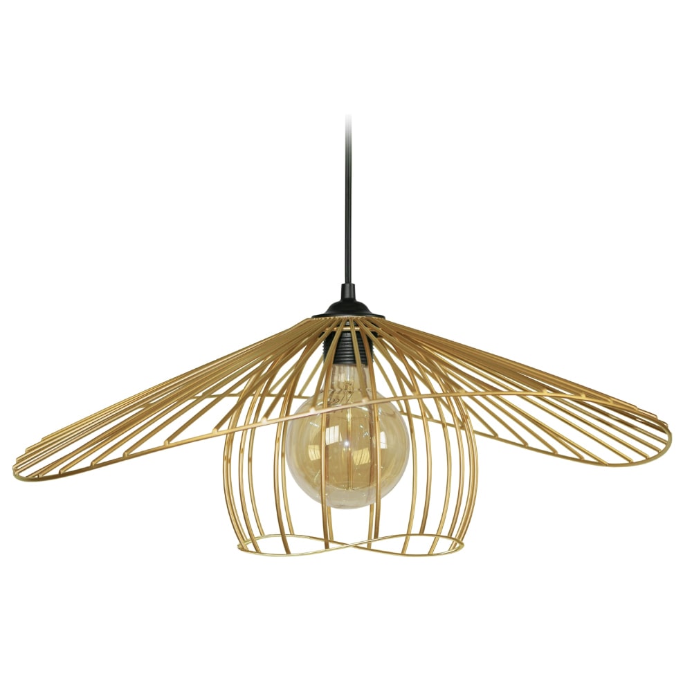 Suspension métal noir abat-jour or