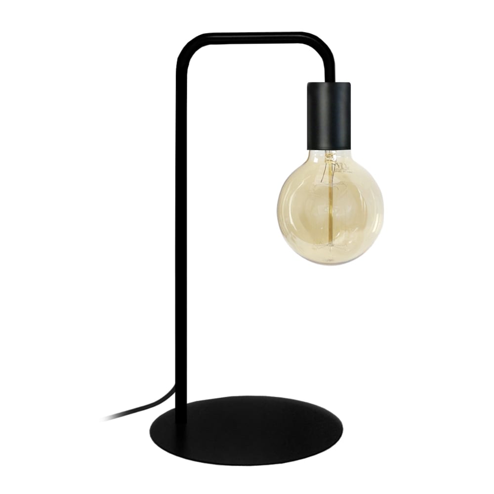 Lámpara de mesa metal negro pantalla bombilla