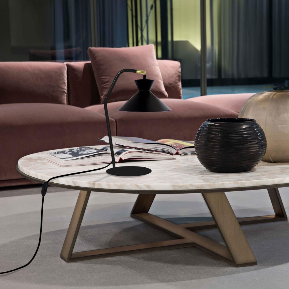 Lampe à poser métal noir abat-jour noir