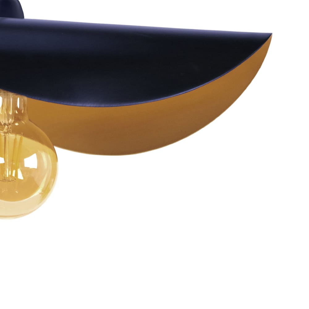 Suspension métal abat-jour métal  bleu et or