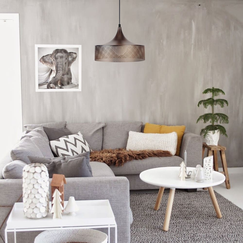 Suspension métal noir abat-jour bronze - Maisons du Monde