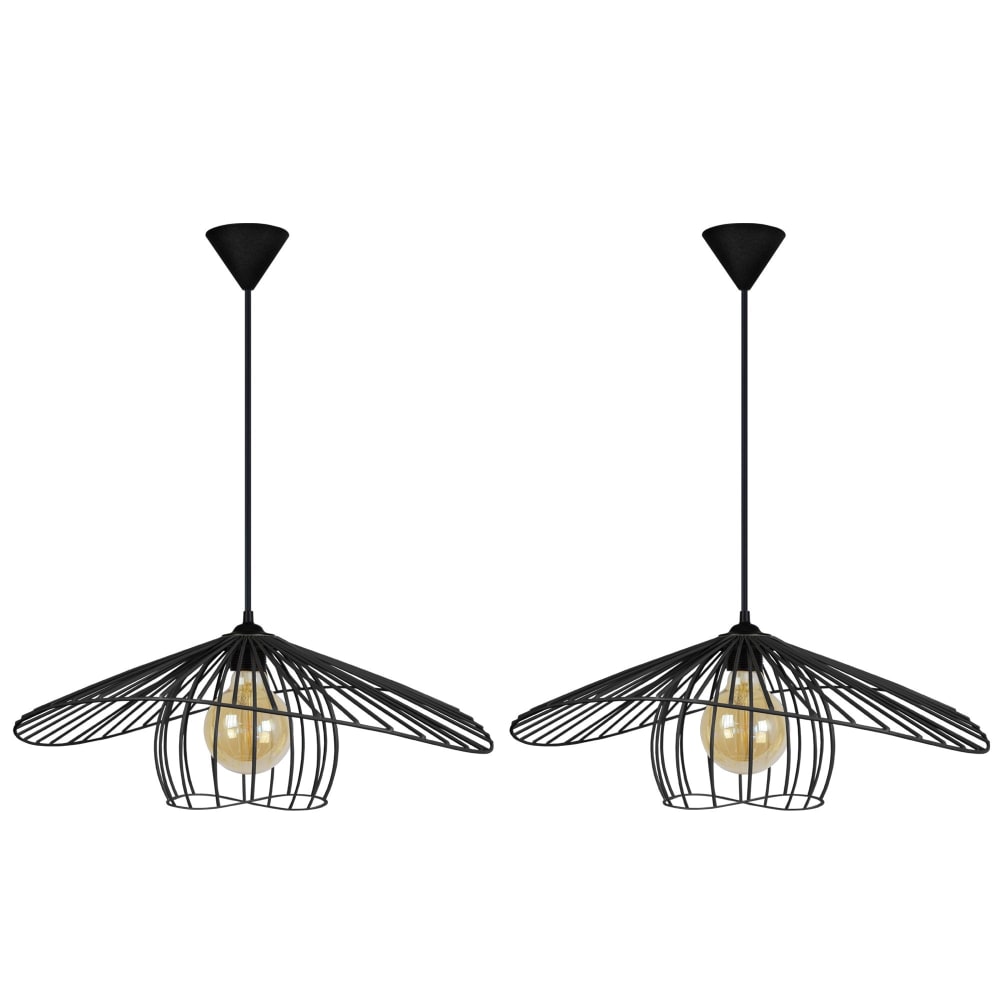 Suspension métal noir abat-jour noir — vue 3