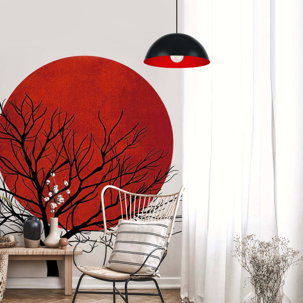 Lámpara colgante de metal negro y rojo - Maisons du Monde